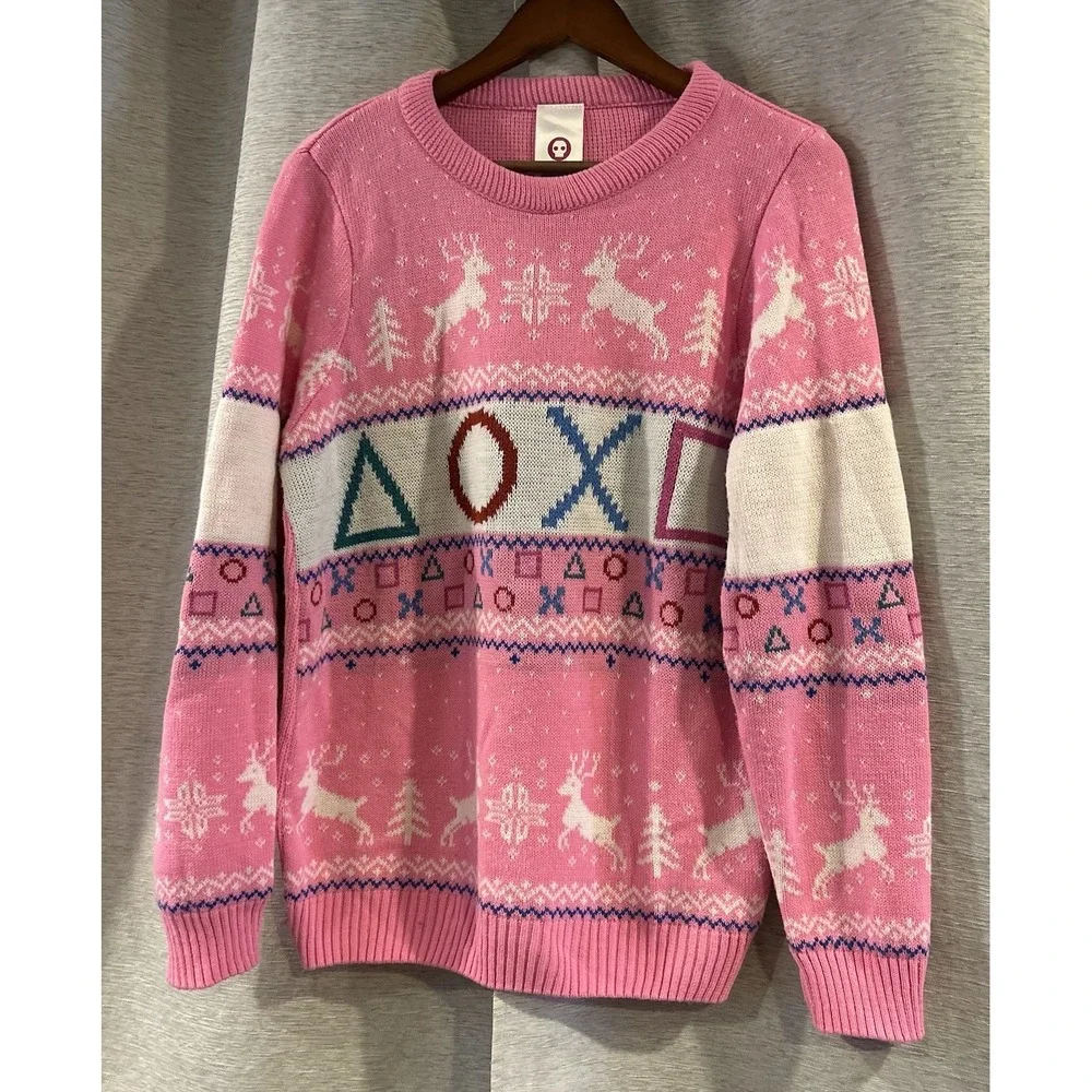 Numskull Christmas Sweater Pink‎ Knit Gaming PlayStation PS5 PS4 Size Small